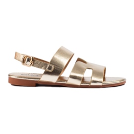Shelovet flade sandaler i guld gylden