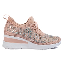 Shelovet pink tekstil wedge sneakers lyserød