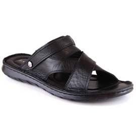 Herre sandaler med sorte læder flip-flops T.Sokolski LM20-02