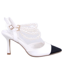 Pumps med åben hæl med Harmony White perler hvid