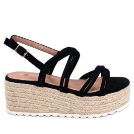 BM Altman Black wedge espadriller sort