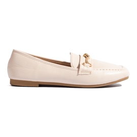 Kvinders beige loafers med et Shelovet dekorativt element