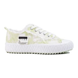 Platform sneakers hvide og grønne Shelovet
