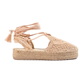 Mørkebeige boho platform espadriller fra Shelovet