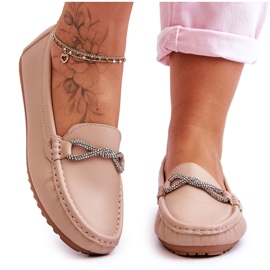 Slip-on Loafers til kvinder med glitterdekoration Beige This Moment