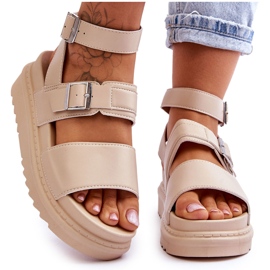 Damesandaler med beige Hever bælte