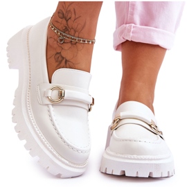 FG1 Dame loafers på en massiv platform Hvid Calypso