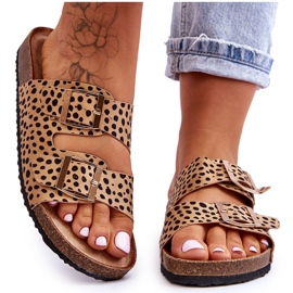 FB1 Dame Leopard Beige &amp; Sort Slip-On Hjemmesko Destino