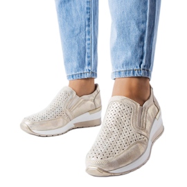 Gyldne openwork wedge sneakers fra Vernon gylden