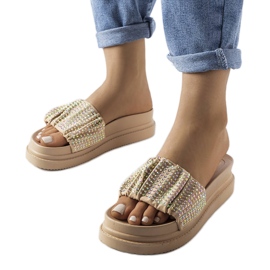 Beige platformssandaler med cubic zirconia fra Franet