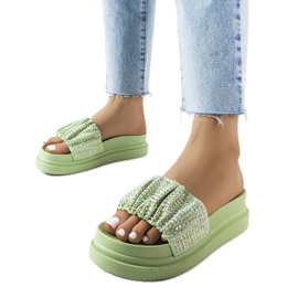 Grønne sandaler med cubic zirconia fra Franet