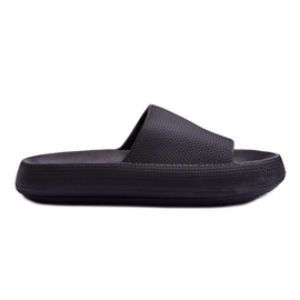 Fashion Moderigtige skum hjemmesko på en chunky platform Sort Linnea
