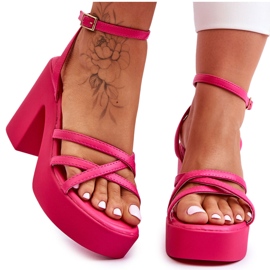 FS1 Moderigtige højhælede sandaler med Fuchsia Shemira-stropper lyserød