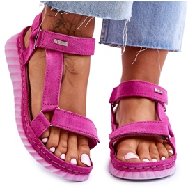 Suede sandaler med velcro Big Star LL276012 Pink lyserød