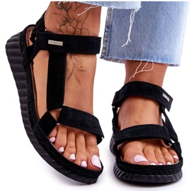 Velcro-sandaler i ruskind Big Star LL276011 Sort