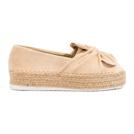 Ruskind espadriller på platformen med en sløjfe Shelovet beige