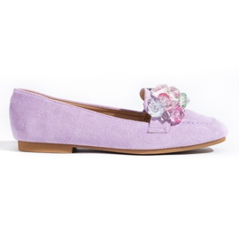 Shelovet lilla ruskind loafers med sten violet