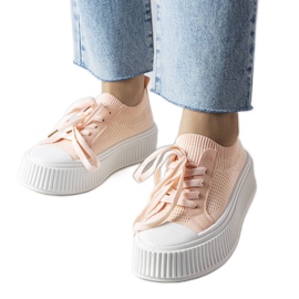 Pink stof sneakers på Mallus platformen lyserød