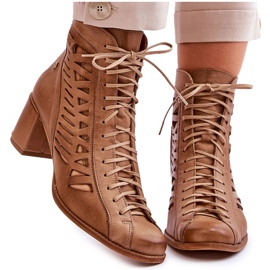 Gennembrudte læderstøvler Maciejka 05508-10 Mørk beige