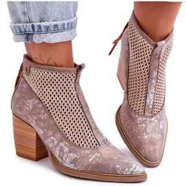 Læderstøvler Med Mesh Maciejka 05842-04 Beige