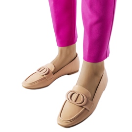 Mørke beige loafers med spænde fra Poissonnier