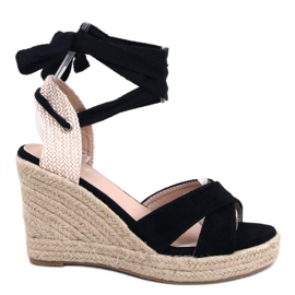 Sort Espadrilles på en kile flettet sort M319P Sort