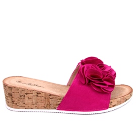 BM Kilesandaler med blomster Peluso Fuchsia lyserød