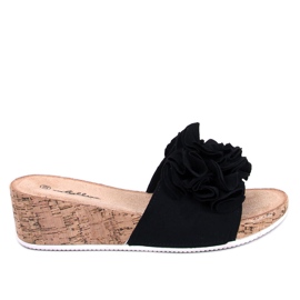 BM Kilesandaler med blomster fra Peluso Black sort