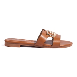 Flade sandaler med dekoration brun Shelovet