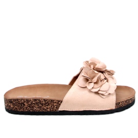 Fowley Beige Flower Cork Hjemmesko