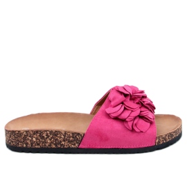 BM Kork hjemmesko med blomster Fowley Fuchsia Peach lyserød