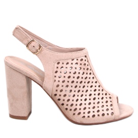 Noise Beige sandaler med gennembrudt hæl