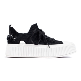 Sorte openwork platform sneakers fra Shelovet