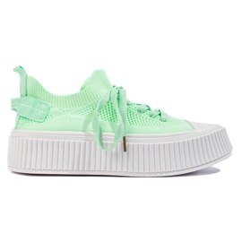 Lysegrønne openwork platform sneakers fra Shelovet