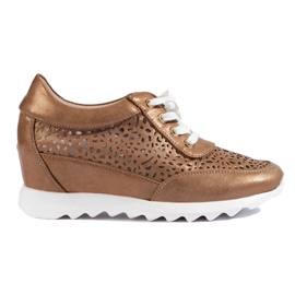 Gennembrudte sneakers med en skjult kile Shelovet brun