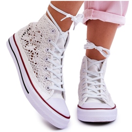 FR1 Høje sneakers med blonder, hvid Cornella