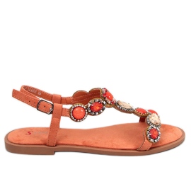Jolene Orange sandaler med perler