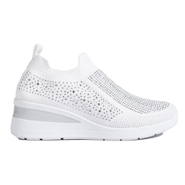 Shelovet Hvide tekstil wedge sneakers