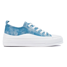 Dame denim sneakers på Shelovet platformen blå