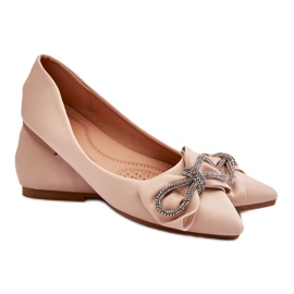 WS1 Elegante ballerinaer med sløjfe og juveler Beige én gang