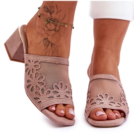S.Barski Kvinders hæle med mesh og zirkoner S. Barski KV-612-1 Beige