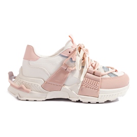 Hvide og lyserøde sneakers med tyk sål fra Shelovet