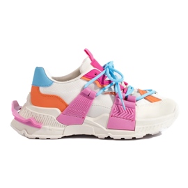 Kvinders flerfarvede sneakers på en tyk sål Shelovet hvid