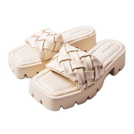 Beige hjemmesko med traktorsål fra Lora