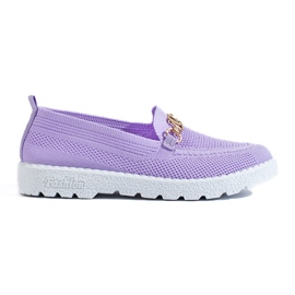 Lila gennembrudte loafers fra Shelovet violet