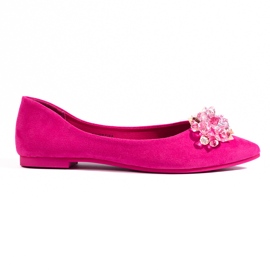 Dame fuchsia ballerinaer med Shelovet krystaller lyserød
