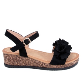 Kilesandaler med blomster fra Pionter Black sort