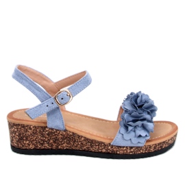 Kilesandaler med Pionter Blue blomster blå