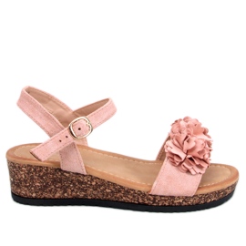 Kilesandaler med blomster Pionter Pink lyserød