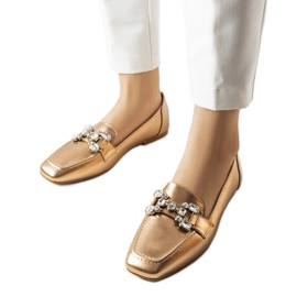 Loafers i rosa guld med rhinsten fra Marechal gylden